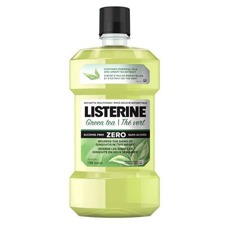 Listerine Green Tea Zero antiseptic mouthwash bottle
